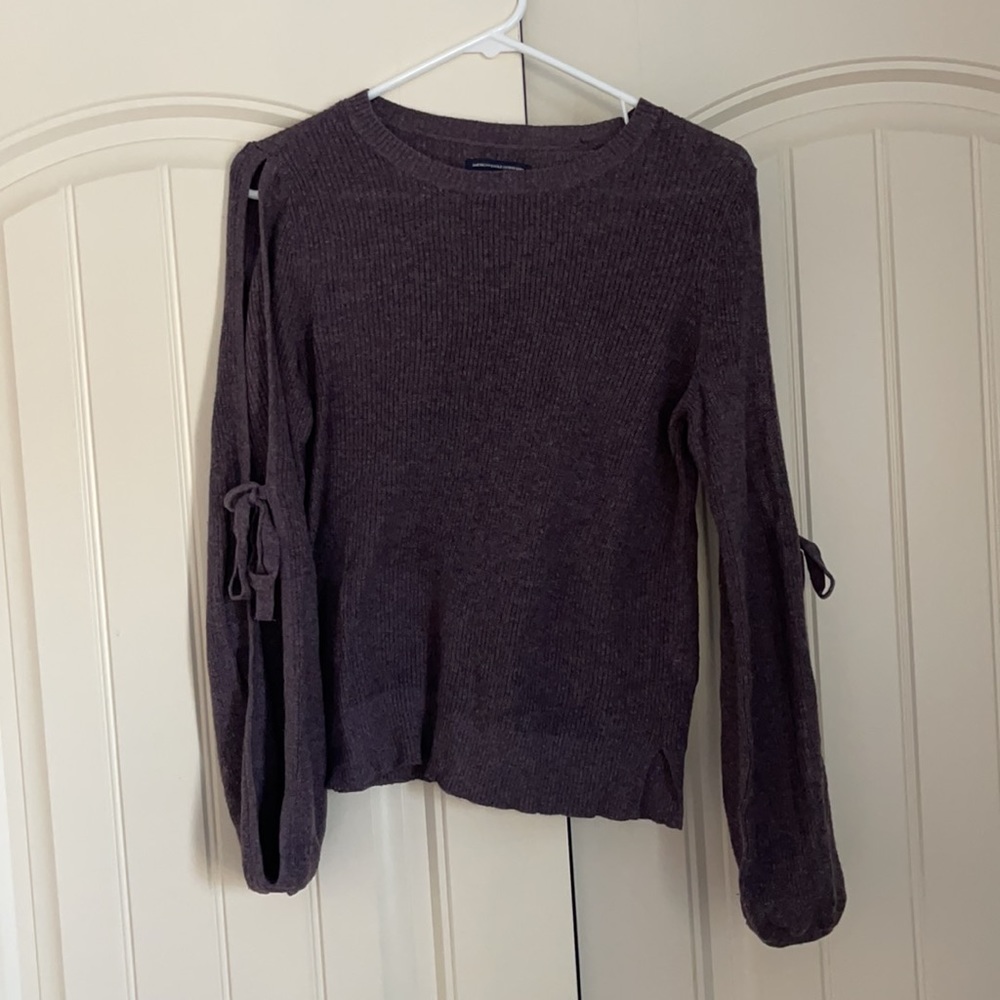 American Eagle Purple Bow Sleeve Sweater